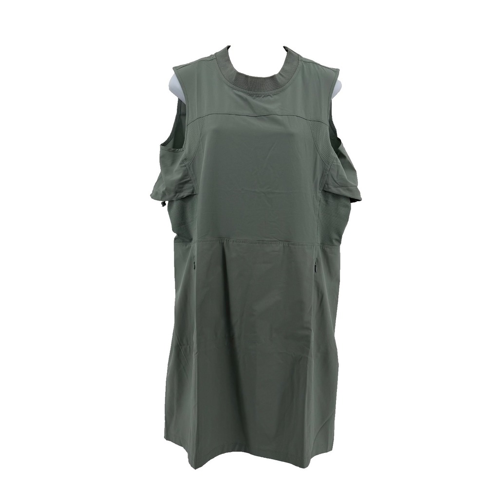 Eddie Bauer‎ Active Dress XL Green Sleeveless Stretch Travel Utility Dress NWT
